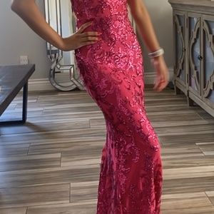 Gorgeous Pink Prom Open Back Dress